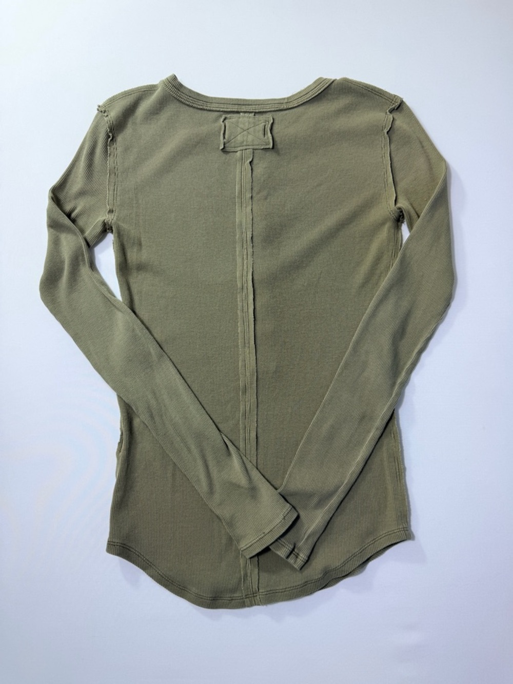 We The Free Free People Olive Ribbed 6 Button Henley Long-Sleeve Top Size XS - Picture 8 of 8